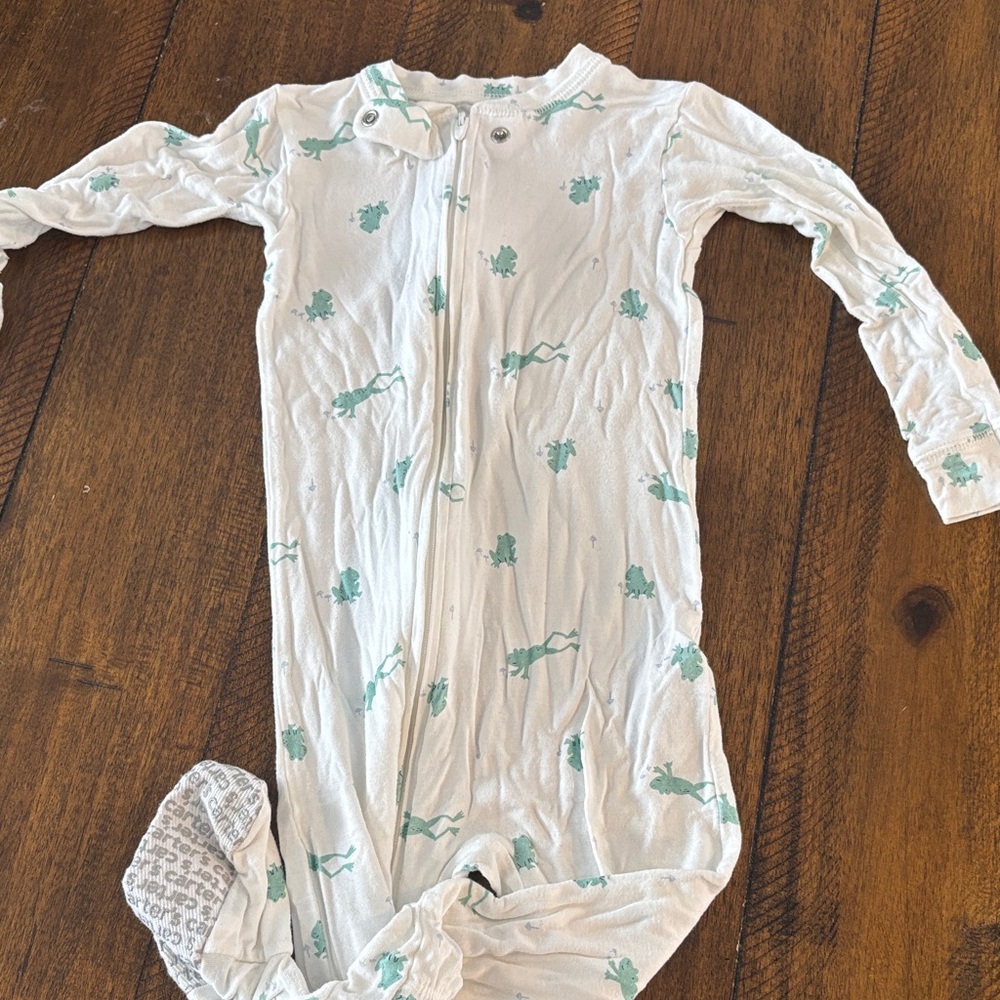 Carter's White and Green Footed One Piece